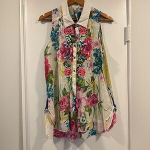 Aratta Floral Sleeveless Blouse - Pink, Blue, Green